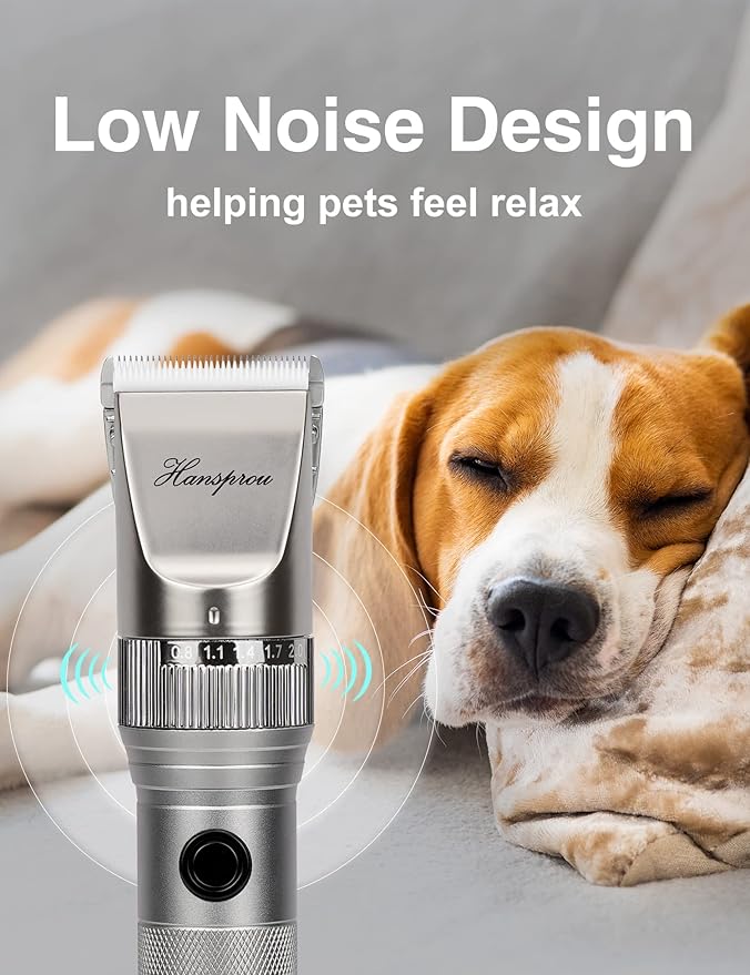 Dog Grooming Clippers High Power Dog Clipper for Thick Heavy Coats Low Noise Plug-in Pet Trimmer Pet Professional Grooming Clippers with Guard Combs Brush for Dogs Cats and Other Animals-PawvioPets