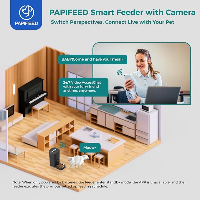 Automatic Cat Feeder,Camera 1080P HD - 6L Pet Feeder, 2.4/5G WiFi Smart App Control, Bluetooth Assist Link,Wide-Angle Lens,Automatic Feeder for Small and Medium-Sized Pets-PawvioPets