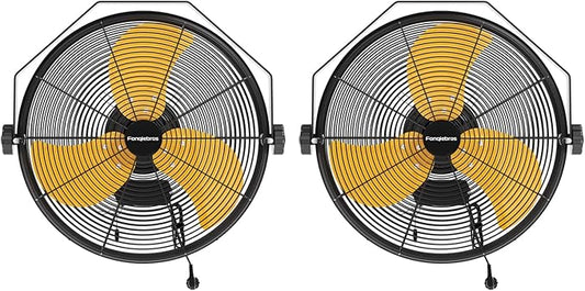 2PCS 4580 CFM 18 inch High Velocity Wall Mounted Fan, 3-Speed Metal Fan with Sealed Motor, 360 Degree Tliting Heavy Duty Wall Fan for Patio, Barn, Garage, and Gazebo - UL listed-PawvioPets