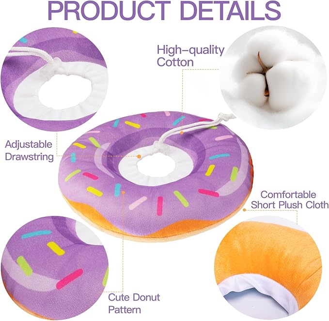 Cat Cone Collar Soft, Cute Cat Donut Collar After Surgery, Adjustable Kitten Recovery Cones to Stop Licking, Lightweight Neck Elizabethan Collars for Cats Kittens (Purple, Large)-PawvioPets