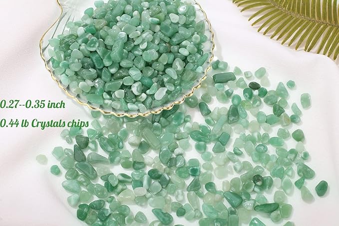 1lb Green Aventurine Aquarium Gravel Rocks Natural Tumbled Healing Crystal Chips Bulk Gemstones Crushed Stones for Fountain Vase Filler Planters Decorative Fish Tank Potted Reiki Energy Balancing-PawvioPets