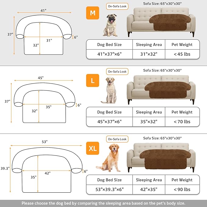 GGIB Calming Dog Bed Fluffy Plush Dog Mat for Furniture Protector with Removable Washable Cover for Large Medium Small Dogs and Cats (Medium, Brown)-PawvioPets