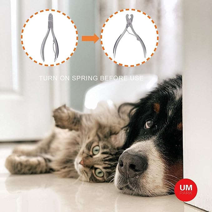 Dog Nail Clipper | Pet Cat Claw Trimmer -Sharp Angled Stainless Steel Blade for Quick Safety -Sturdy Non-Slip Handle -Nail File & Set Box -Professional Tools for Large & Small Pet-PawvioPets
