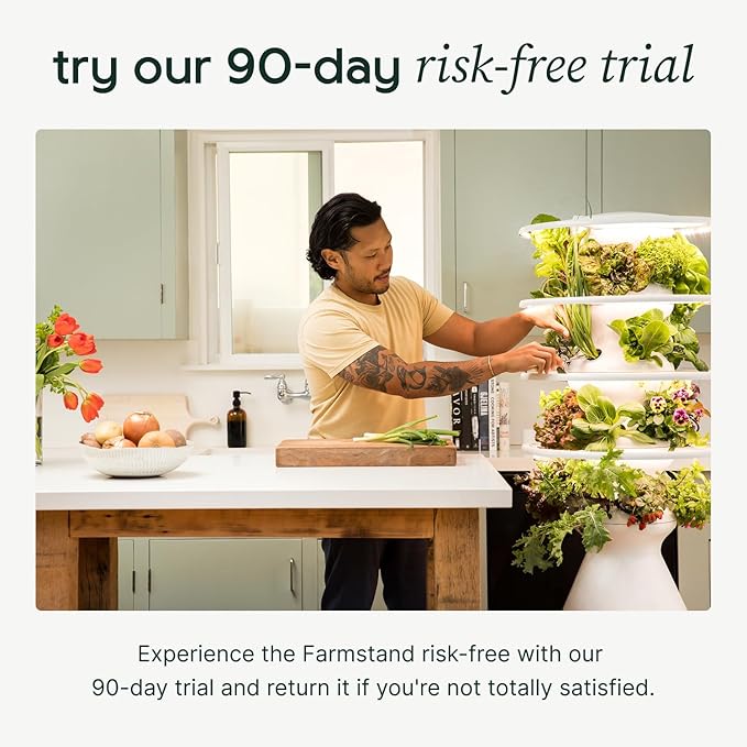 Farmstand Starter Kit with Glow Rings and 18 Seedling Credits | Small Hydroponic Growing System Kit | Vertical Garden Planter Tower | 4ft 3in Tall-PawvioPets