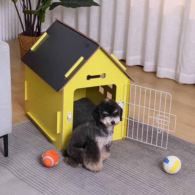 Dog House Indoor for Small Dogs or Cats, Cozy Wooden Design, Small Indoor Bed House, with Air Vents and Elevated Floor Warm Dog Cave-PawvioPets