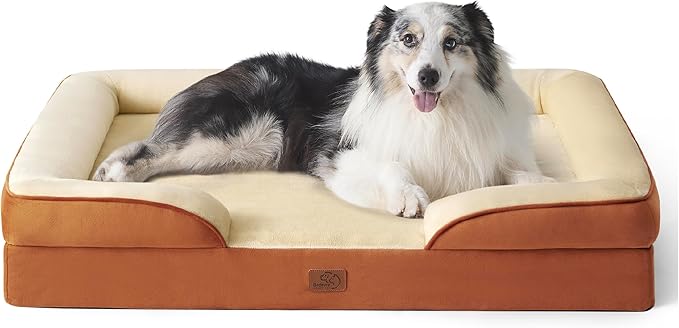 Bedsure XL Orthopedic Dog Bed for Extra Large Dogs - Washable XLarge Dog Cat Bed Waterproof, Comfort Dogs Couch Sofa with Washable Removable Cover, Pet Bed with Nonskid Bottom, Ember Clay, 42"-PawvioPets