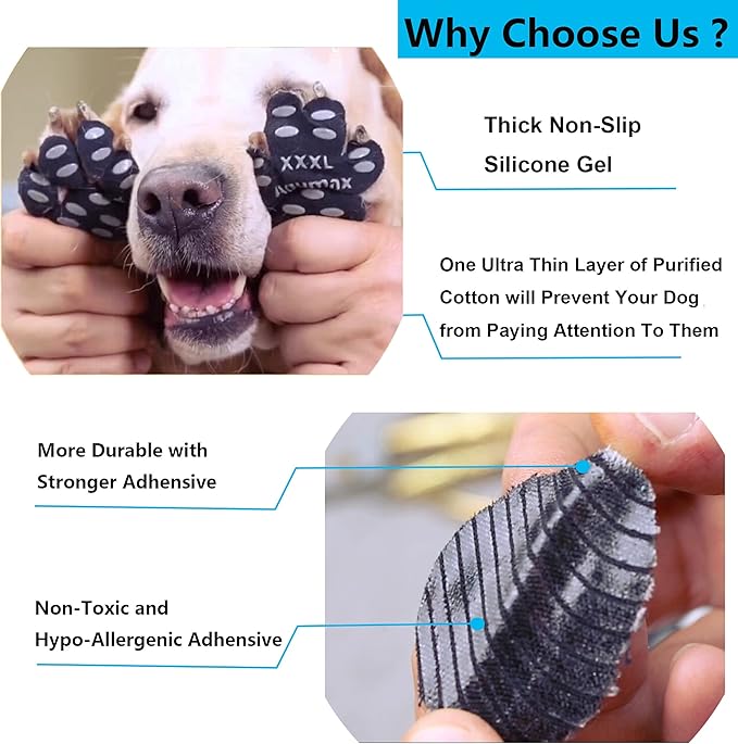 Dog Paw Protector Anti-Slip Pads,Toe Grips for Senior Dogs,Paw Grips Traction Pads for Slippery Hardwood Floors,Essentials for Senior Dogs,12 Sets (48 pcs) XL Black-PawvioPets