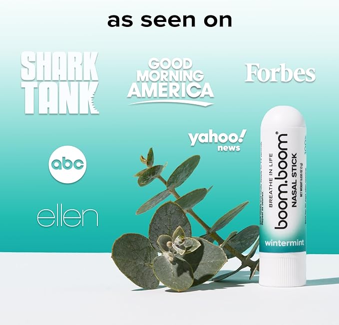 BoomBoom Nasal Stick | Vapor Flow Technology | Cool Refreshing Sensation | Natural Mood Boost | Simple Ingredients | Essential Oils + Menthol Inhaler (Wintermint)-PawvioPets