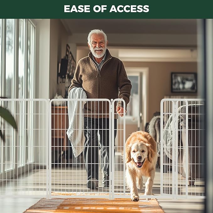 FXW Homeplus Unleashed Indoor Dog Playpen - Stress-Free and Safe Play, Heavy Duty 45 Inch 16 Wire Panels Dog Pen for Large Dogs, White│Patented-PawvioPets