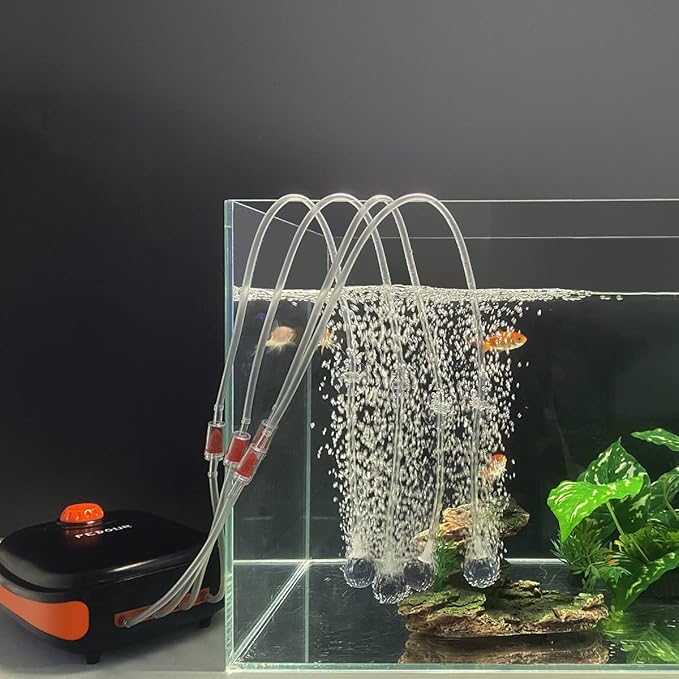 FEDOUR 4W/5W/8W Aquarium Corded Electric Air Pump, 96GPH/160GPH/256GPH Dual Outlets 4 Outlets Oxygen Pump, Ultra Quiet Aquarium Bubbler for up to 300 Gallon Fish and Turtle Tank-PawvioPets