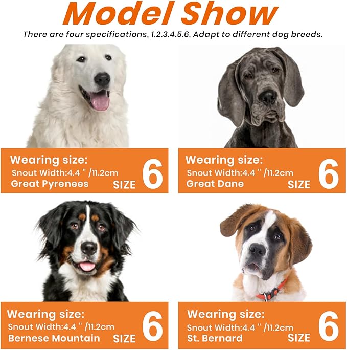 Dog Muzzle, Basket Muzzle Anti Biting Chewing, Sturdy Lightweight Muzzle Allows Panting Drinking, Cage Muzzle for Small Medium Large Dogs, Suitable for Grooming Trimming Training (Size 6)-PawvioPets