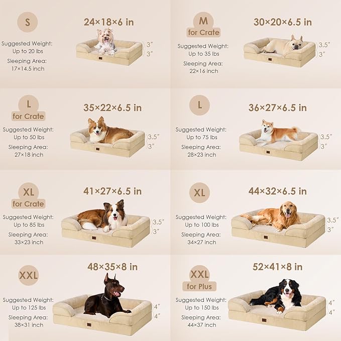 EHEYCIGA Orthopedic Dog Bed for Small Dogs, Waterproof Memory Foam Small Pet Beds with Sides, Non-Slip Bottom and Egg-Crate Foam Medium Dog Couch Bed with Washable Removable Cover, Graige-PawvioPets