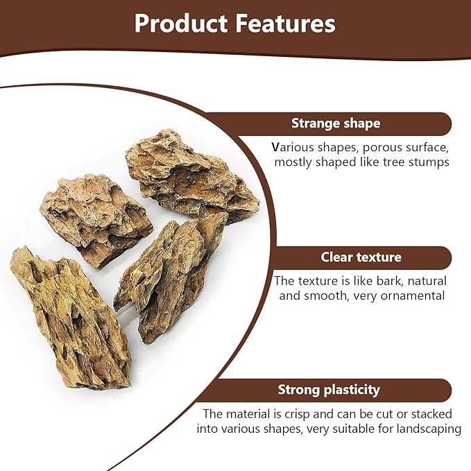 Dragon Stone Rock for Aquascaping,Aquarium Decor, Fish Tank Decorations,3-10 Inches Natural Ohko Stone for Fish Tank Landscaping (6.6 Pounds)-PawvioPets