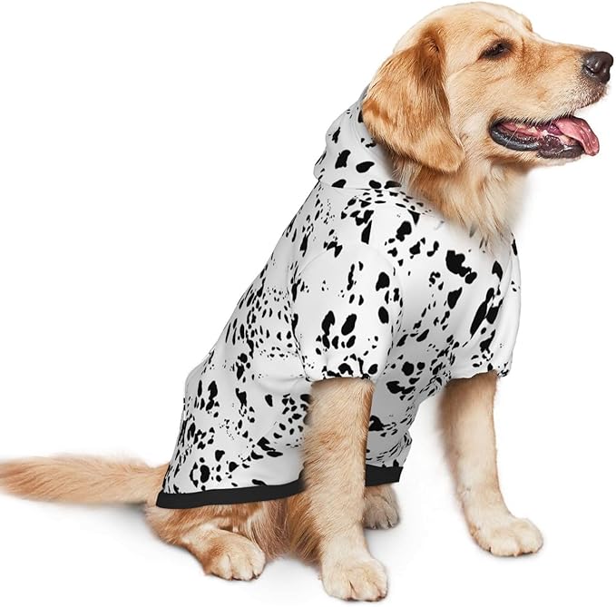 Dalmatian Hoodie, Cute Halloween Cosplay Winter Costume With Pocket, Dalmatians Print Clothes for Medium Large Dogs, Xx-Large-PawvioPets