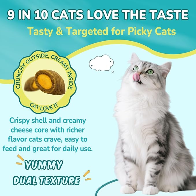 4-IN-1 Flea and Tick Prevention for Cats, 500 Crunchy & Creamy Chews, Cat Flea Treatment, Natural Oral Flea Treatment for Cats, Daily Support for Flea, Immune, Skin & Coat, Gut, Chicken Flavor-PawvioPets