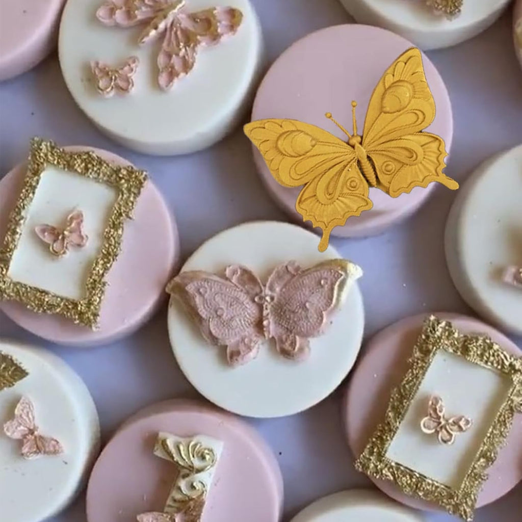 1 Pcs Exquisite Butterfly Fondant Moldfor Cake Decoration, Butterfly Chocolate Silicone Mold Surface Non-Stick Easy to Demould, for Baking Candy Flower Paste Dough Clay Projects Resin Pendants