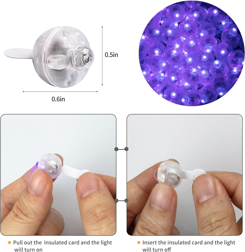 Aogist 50Pcs Balloon Lights with Hook,Long Standby Time,Waterproof Mini Light for Birthday Party Wedding Christmas Halloween Easter Decorative (Steady, Purple)