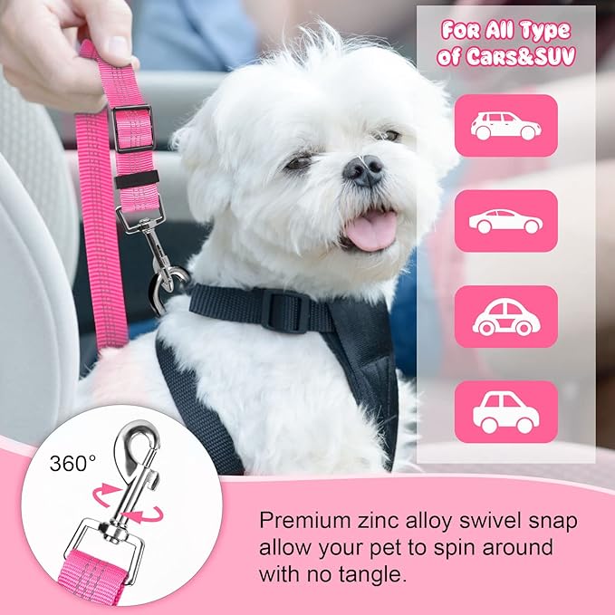 BWOGUE Pet Dog Cat Seat Belts, Car Headrest Restraint Adjustable Safety Leads Vehicle Seatbelt Harness (1 Pack)-PawvioPets