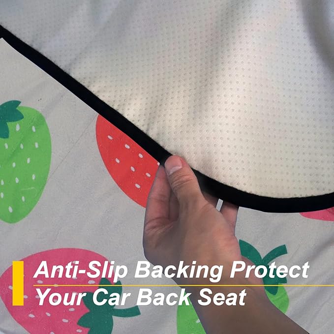 Back Seat Cover for Car Trucks Van SUV,Waterproof Rear Bench Towel Seat Covers for Dogs and Kids,Automotive Backseat Protector (Strawberry)-PawvioPets