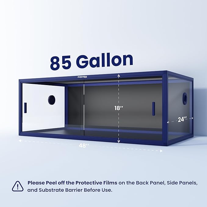 85 Gallon Snake Enclosure, Front Opening Reptile Tank for Easy Maintenance, Reptile Terrarium with Top Screen Ventilation 48''x24''x18''-PawvioPets