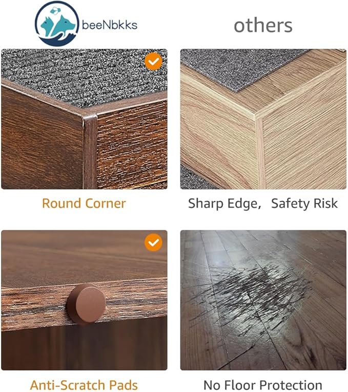 beeNbkks Furniture Style Dog Stairs, Pet Steps for Small Dogs and Cats, Wooden Non-Slip Pet Ladder for Elderly Injured Pets Short Legged Puppy to Reach Couch Sofa High Bed Windowsill-PawvioPets