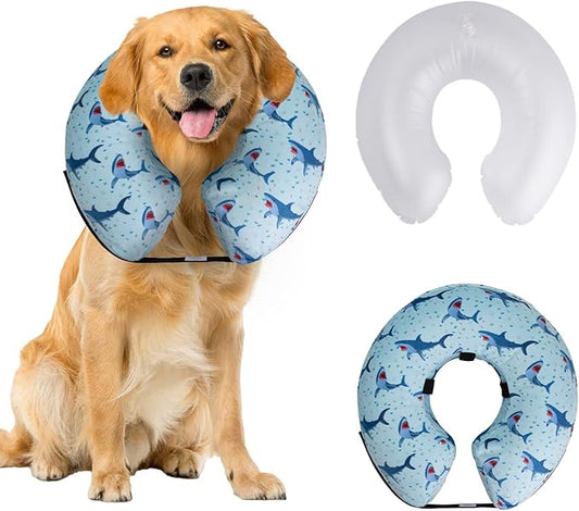 CuteBone Inflatable Dog Neck Donut with Removable Soft Fleece Covers for Small/Medium/Large Dogs and Cats After Surgery GWB05XL-PawvioPets