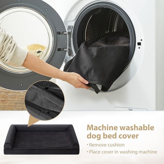 BFPETHOME Washable Dog Beds for Extra Large Dogs, Orthopedic Dogs Bed Extra Large, Big Dog Couch Bed with Removable Washable Cover, Waterproof Lining and Nonskid Bottom-PawvioPets