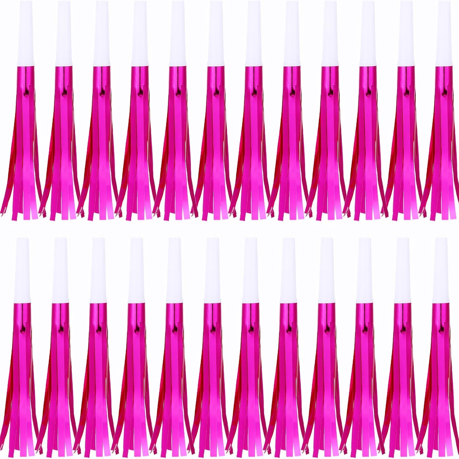 Metallic Fringed Noise Makers, for Noise Makers Party Favors, New Year Party, Baby Shower, Kids Birthday, 24 Pcs, Rose Red