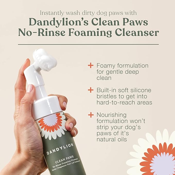 Dandylion Clean Paws Value Set – No‑Rinse Foaming Paw Cleaner with Built‑in Brush + 10 fl oz Refill-PawvioPets