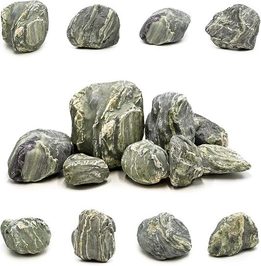 Aquarium Stone Green River Rock 40LB Rocks aquascaping Fish Tank Decor Rocks for Aquariums Fairy Gardens Model Railroads Dioramas Wargaming Mosaic Art（4-10inch / 7PCS）-PawvioPets