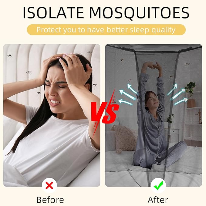 4 Corners Mosquito Net for Mosquiteros para Camas Bed Canopies Netting Bed Drapes Rectangular Mosquito Mesh for Camping Home Outdoor Travel(Black,L79 X W47 X H59 Inch,Opening)-PawvioPets