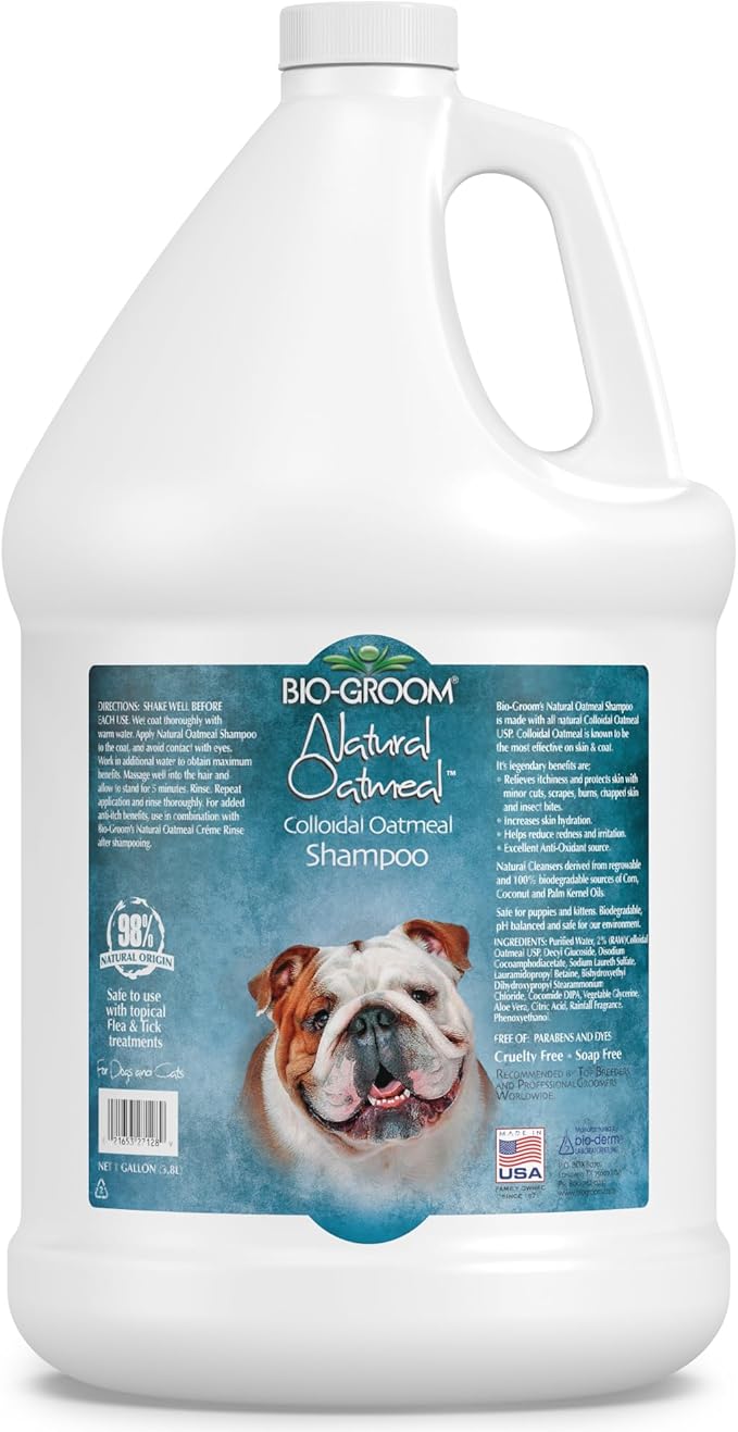 Bio-Groom Oatmeal Dog Shampoo – for Allergies and Itching, Cruelty-Free, Dog Bathing Supplies, Puppy Shampoo for Sensitive Skin, Made in USA, Anti-Itch Dog Products – 1 Gallon-PawvioPets