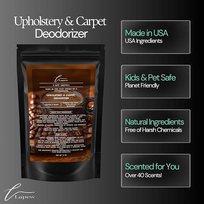 Café Aroma Carpet Freshener Powder: Powerful Odor Eliminator for Home, Upholstery Deodorizer, Carpet Deodorizer, Pet Urine, Cat Litter Box - Café Aroma Fragrance.-PawvioPets