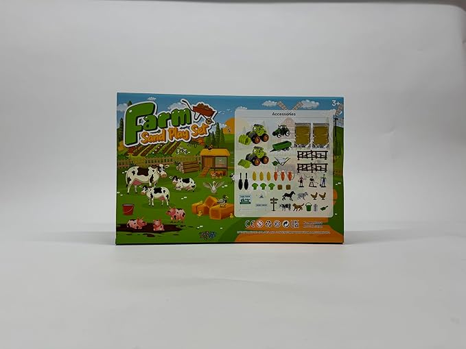 FRUSE Play Sand Farm Toys,Sensory Bins for Toddlers with 2.2lbs Sensory Play Sand,Farm Figures & Tractor Playset,Sandbox Toys for Kids 3 4 5 6 7-PawvioPets