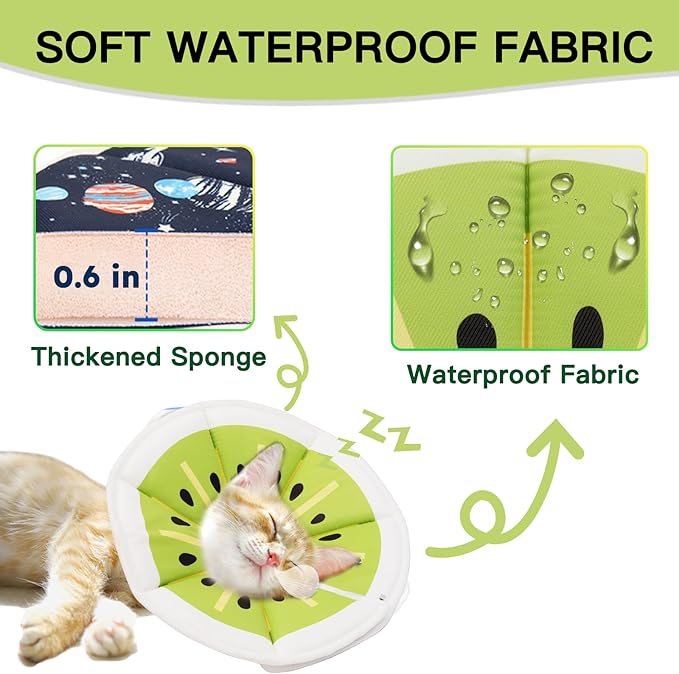 Cat Cone Collar Soft, Waterproof Cat Recovery Collar After Surgery, Adjustable Pet Donut Collar, Safety Elizabethan Collar to Prevent Licking Wounds for Kittens, Pet Cone Alternative-PawvioPets