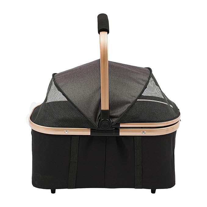 2-Layers Pet Stroller for 2 Cats/Dogs,Foldable Lightweight 77lbs Capacity Carrier, 4 Wheels, Removable Basket & Storage Pocket,for Small Pets (Black)-PawvioPets