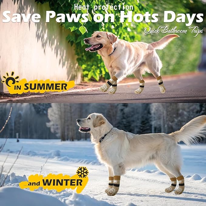 EXPAWLORER Anti Slip Dog Socks to Prevent Licking Paws, Dog Shoes for Hot Pavement, Dog Booties for Small Medium Large Senior Dogs, Traction Control Boots & Paw Protectors for Hardwood Floors-PawvioPets