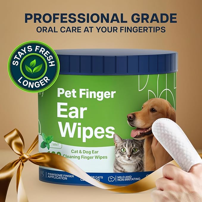 Dog Ear Wipes - 100 Value Pack - Mint Ear Wipes for Dogs, Vet Formulated Pet Ear Wipes for Dogs & Cats – Effective Dog Ear Cleaner for Itch Relief, Wax & Odor-PawvioPets