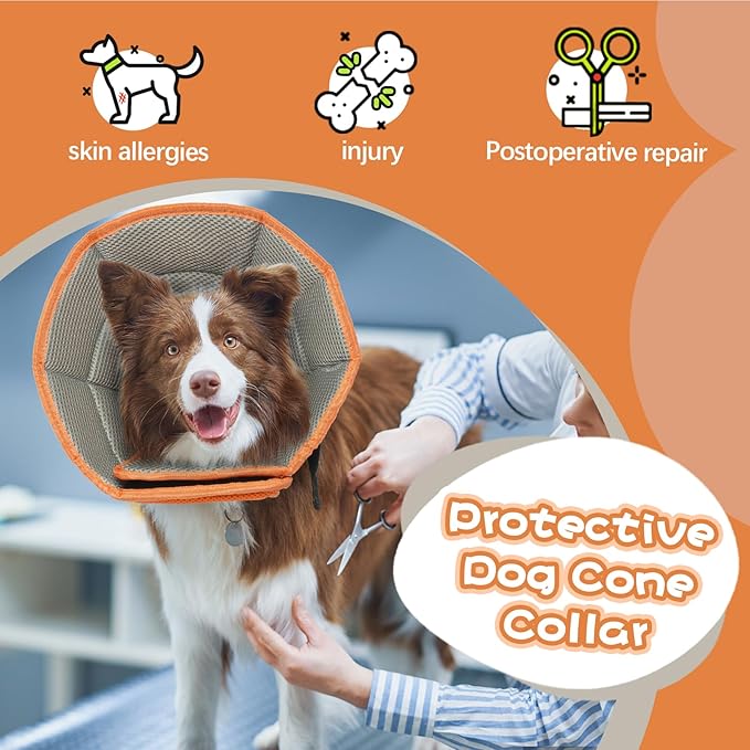 Dog Cone Collar Soft Cone for Medium Dogs After Surgery Adjustable Elizabethan Collar for Dogs to Stop Licking Wounds, Biting Stitches Professional Pet Recovery Cones E-Collar for Dog-PawvioPets