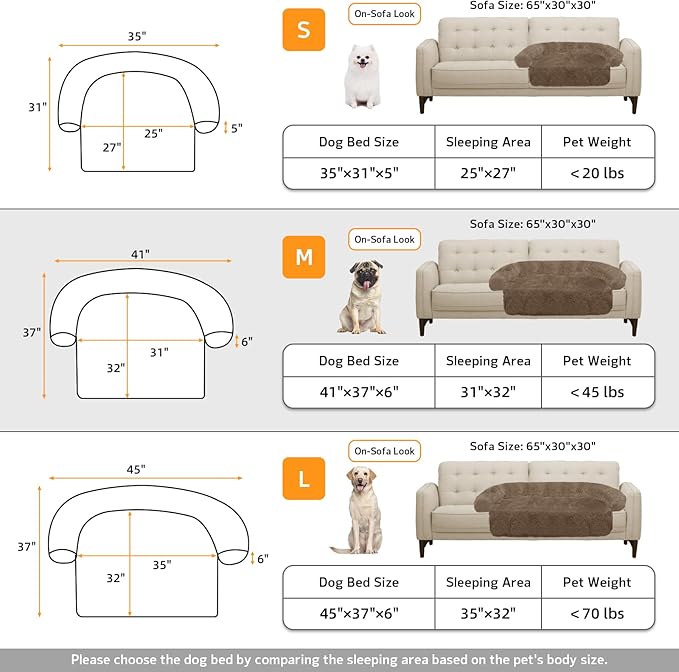 Calming Dog Bed Fluffy Plush Dog Mat for Furniture Protector with Removable Washable Cover for Large Medium Small Dogs and Cats (Medium(41x37x6), Camel)-PawvioPets