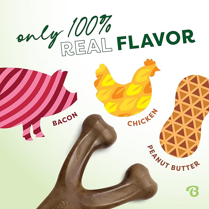 Benebone Small 3-Pack, Wishbone Durable Dog Chew Toy for Aggressive Chewers, Real Bacon, Chicken, Peanut Butter, Made in USA, Variety Pack-PawvioPets