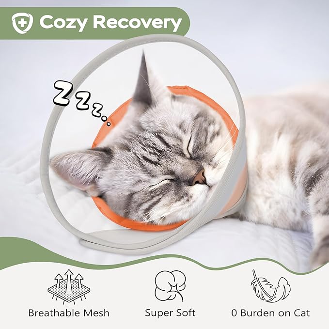 Cat Cone Collar Soft: Comfortable Waterproof Mesh Recovery Cone After Surgery to Stop Licking and Scratch, Alternative to Plastic Elizabeth Head/Neck Cone for Large Cats and Small Dogs-PawvioPets