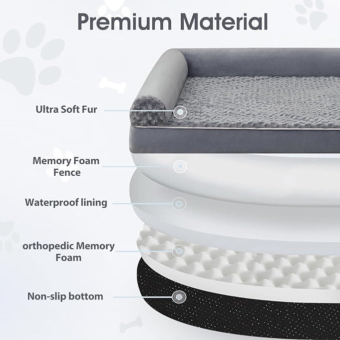 BFPETHOME Dog Beds for Large Dogs, Orthopedic Dog Bed for Medium Large Dogs,Big Waterproof Couch Pet Bed with Removable Washable Cover-PawvioPets