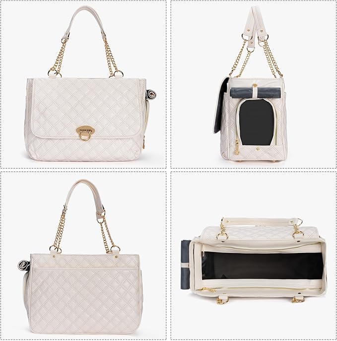 Fashion Pet Carrier Dogs Cat Small Animals Purse Bag, Leather Pet Carriers Dog Puppy Kitten Tote Travel Handbag TSA Airline-Approved-PawvioPets