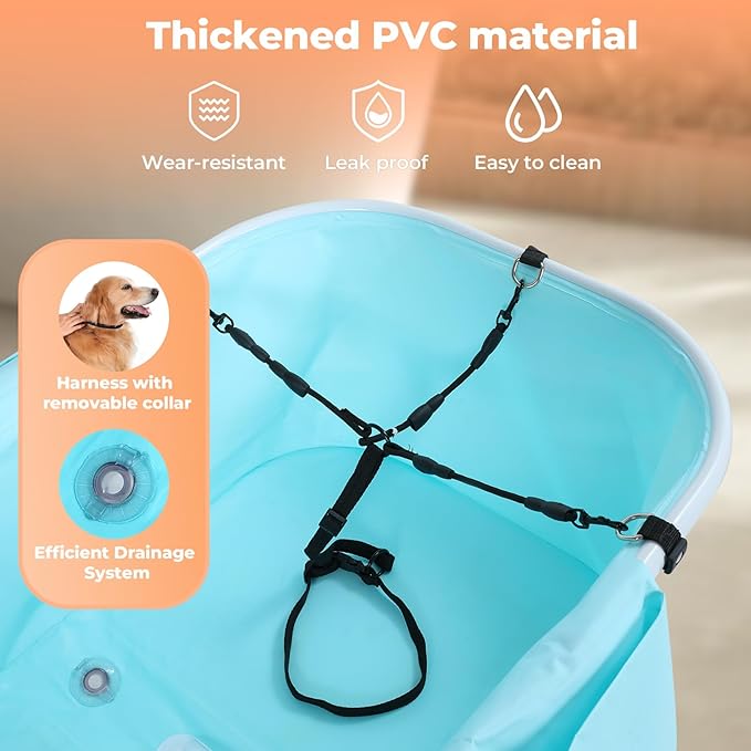 Elevated Portable Dog Bathtub, 5 Height Adjustable Dog Washing Station for Pet Shower and Grooming Foldable Bathing Tub with Storage & Anti-Slip Design for Small Large Dogs Cats-PawvioPets