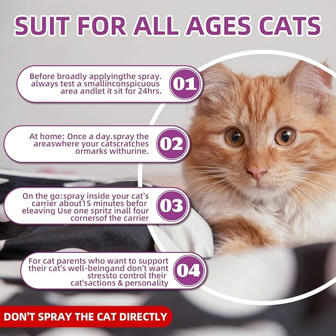 Cat Calming Pheromone Spray Kit Feline Calm Pheromones Vet Recommended Drug-Free Anxiety Relief for Multi-Cat Homes,Stops Scratching & Urine Marking,60-Day Supply | Drug-Free (2 * 60 mL)-PawvioPets