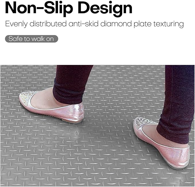 Boshen 7.5Ft x 17Ft Rubber Flooring Mats 2.9mm Thickened Diamond Plate Flooring Roll 127.5sqft Rubber Trailer Garage Floor Mats Non-Slip Floor Protector Mat for Garage Warehouse Gym Basement-Gray-PawvioPets