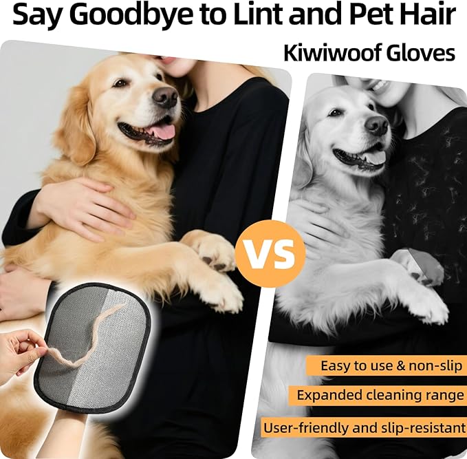 Electrostatic Pet Hair Removal Gloves for Cats&Dogs,2025 New Upgraded Reusable Quick De-Shedding Grooming Gloves,Animal Fur Remover Tool for Couch,Carpet,Furniture,Car Seat,Clothing,Curtain 1PcsYellow-PawvioPets