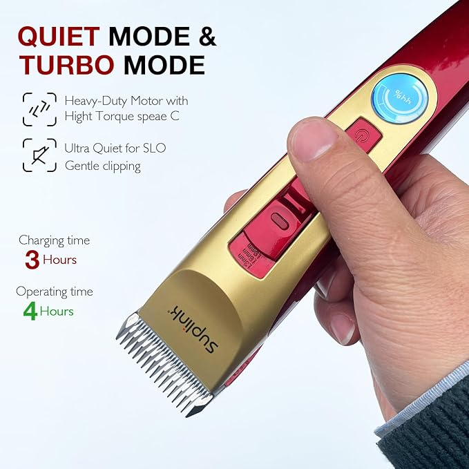 Dog Clippers for Grooming for Thick Heavy Coats/2-Speed Low Noise Rechargeable Cordless Pet Shaver with Stainless Steel 4 Blade for Dogs Pets and Animals-PawvioPets