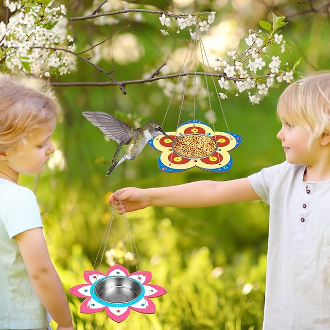 Fennoral 4 Pack Bird Feeder Kits for Kids Make Your Own Bird Feeders Wooden Arts and Crafts for Kids Ornaments DIY to Paint Bird Feeders Craft for Spring Winter Garden Outdoor Activities Project-PawvioPets